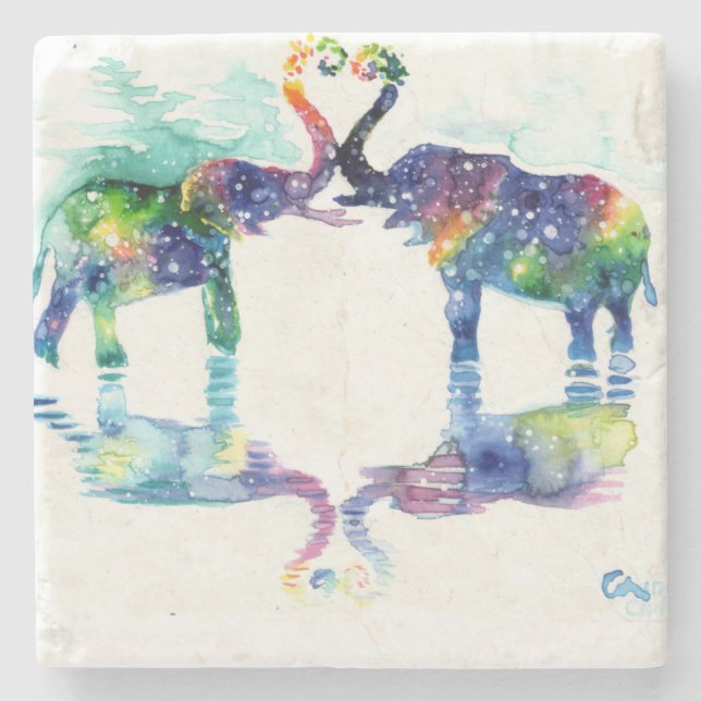 Porta-copo De Pedra Amor elefante (Frente)