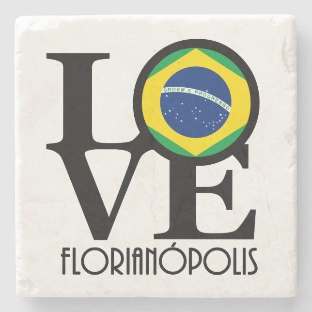 Porta-copo De Pedra AMOR Florianópolis Brasil (Frente)