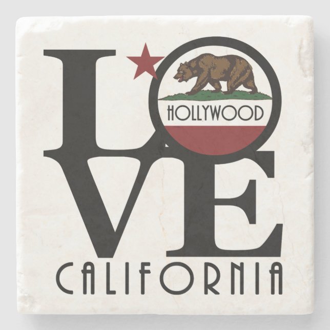 Porta-copo De Pedra AMOR Hollywood California (Frente)