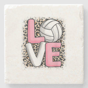 Porta-copo De Pedra Amor Leopardo-do-voleibol Mulheres Imprimidas Voll