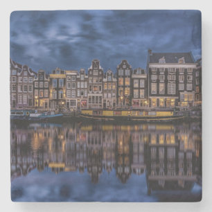 Porta-copo De Pedra Amsterdã com canais em Dusk