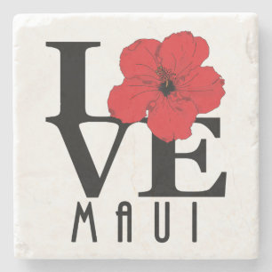 Porta-copo De Pedra AMVE Maui Red Hibiscus