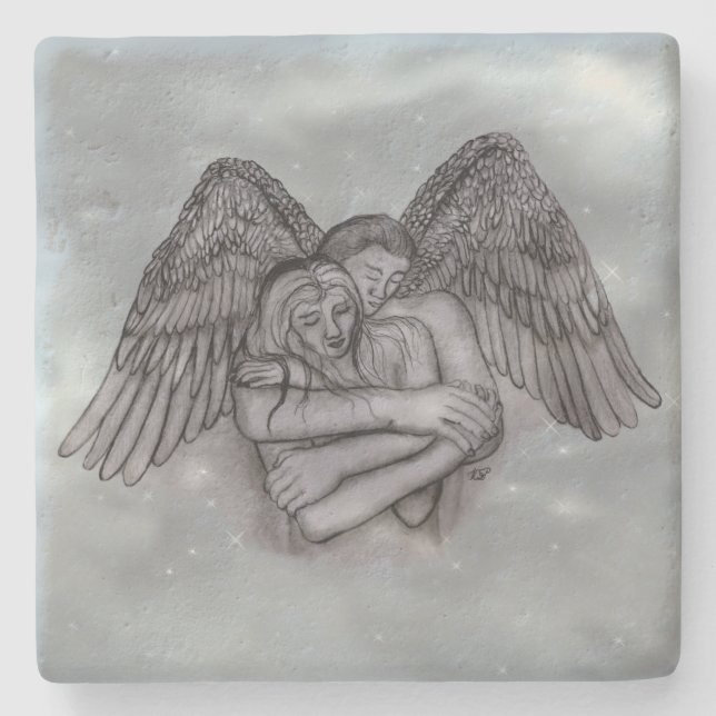 Porta-copo De Pedra Angel Eros no Amor (Frente)