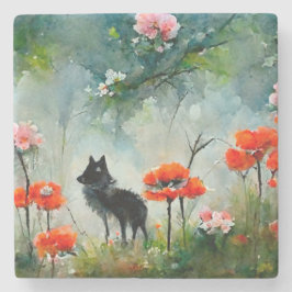 Porta-copo De Pedra Animal floral selvagem