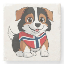 Anime Border Collie com Bandeira da Noruega