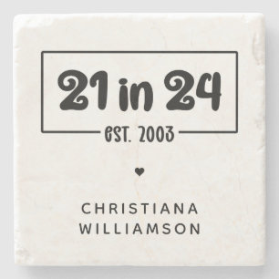 Porta-copo De Pedra Aniversário de 21 anos 21 personalizado em 24 de a