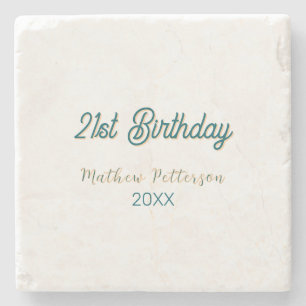 Porta-copo De Pedra aniversário de 21 anos azul laranja estiloso boho