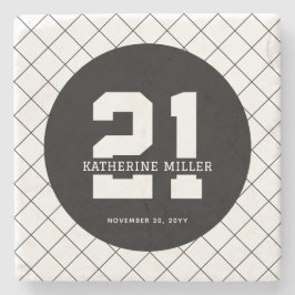 Porta-copo De Pedra Aniversário de 21 anos personalizado moderno e ele