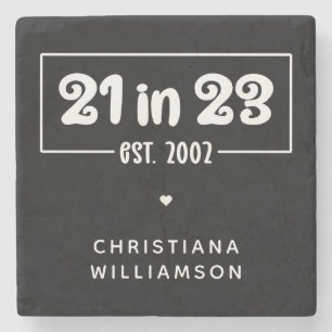 Porta-copo De Pedra Aniversário de 21 anos personalizado presente 21 e
