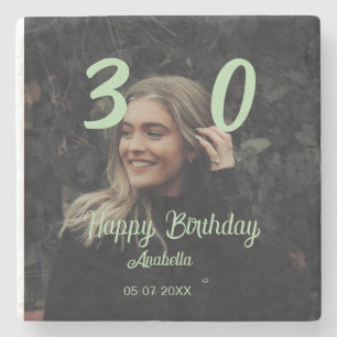 Porta-copo De Pedra aniversário de 30 anos adicionar nome data ano ver