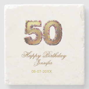 Porta-copo De Pedra aniversário de 50 anos adicionar nome data ano dou