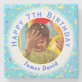 Porta-copo De Pedra Aniversário de Confetti de Aquarela Personalizável