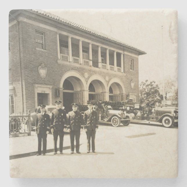 Porta-copo De Pedra Aniversário de Redwood City 150th (Frente)