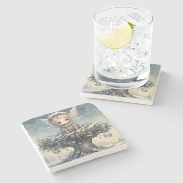 Porta-copo De Pedra Anjo de Natal (Lateral)