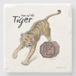 Porta-copo De Pedra Ano da Arte Animal Chinesa Tigre