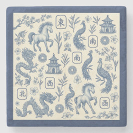 Porta-copo De Pedra Ano do Cavalo Mahjong Toile Stone Coaster