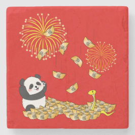 Porta-copo De Pedra Ano Novo Chinês da Cobra 2025 Panda