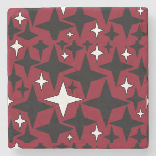 Porta-copo De Pedra Anos novos de Natal estrelas preto branco fundo ve