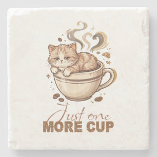 Porta-copo De Pedra Apenas Mais Uma Xícara de Café - Cat Funny Marble