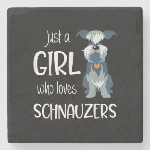 Porta-copo De Pedra apenas uma garota que ama um cachorro de schnauzer