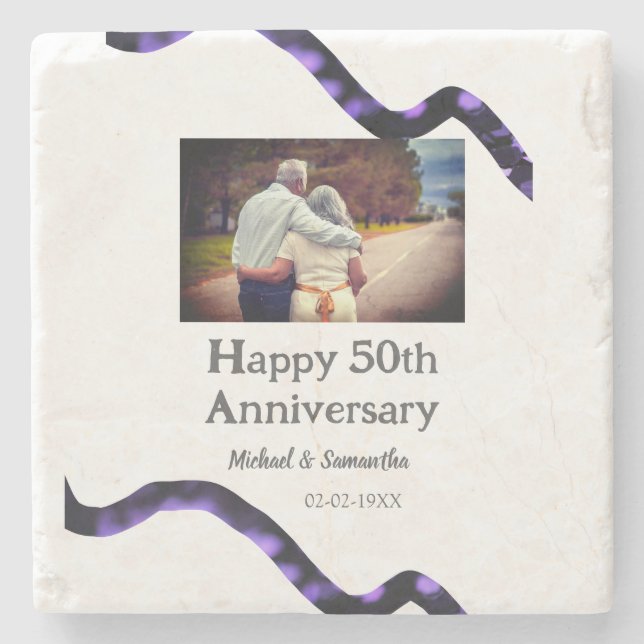 Porta-copo De Pedra aplausos para o aniversário de 50 anos adicionar n (Frente)