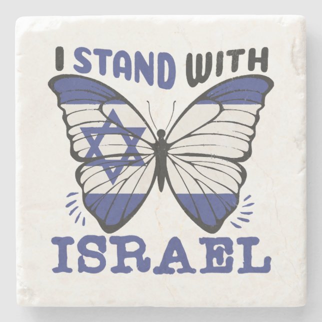 Porta-copo De Pedra Apoiar Israel - Eu apoio Israel (Frente)