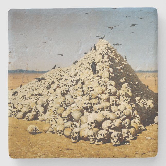 Porta-copo De Pedra Apoteose da Guerra (morte e destruição) (crânios) (Frente)