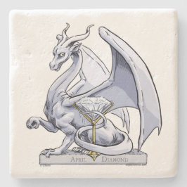 Porta-copo De Pedra April Birthstone Dragon: Diamond