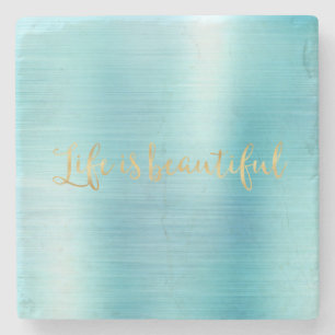 Porta-copo De Pedra Aqua Stripe