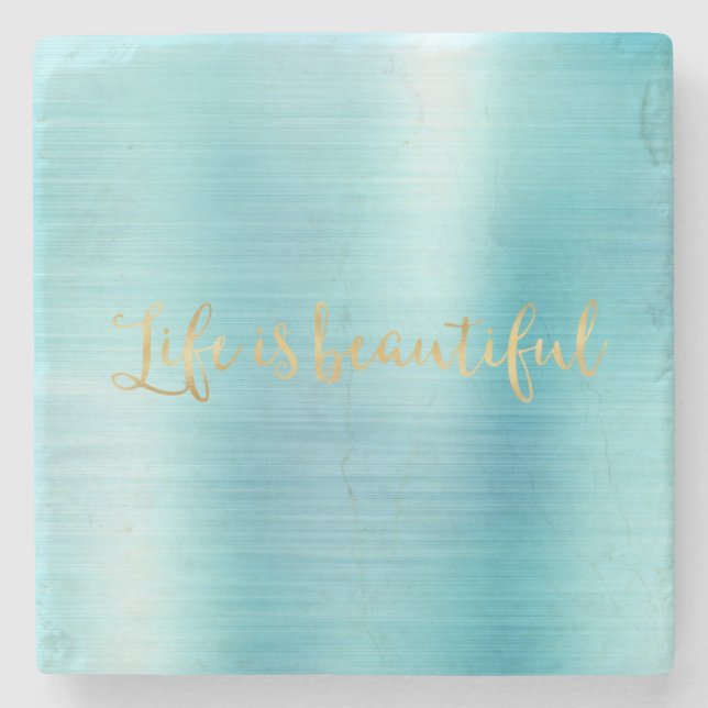 Porta-copo De Pedra Aqua Stripe (Frente)