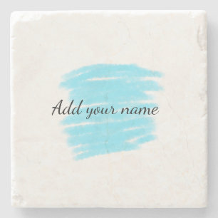 Porta-copo De Pedra Aquarela azul adicionar nome texto mensagem aqui j