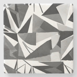 Porta-copo De Pedra Aquarela Geométrica Moderna Abstrata Preto e Branc