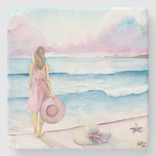 Porta-copo De Pedra Aquarela Por Única Linha Shore