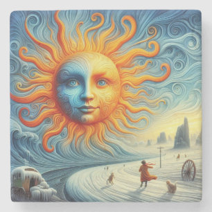 Porta-copo De Pedra Aqui Vem O Sol - Impressão de Arte AI