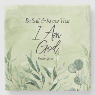 Porta-copo De Pedra Aquietai-vos e Sabei que Eu Sou DEUS