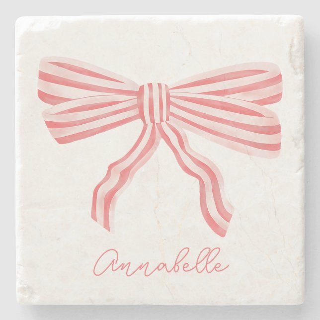 Porta-copo De Pedra Arco com risca rosa coquete (Frente)