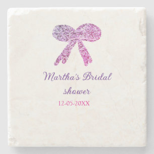 Porta-copo De Pedra Arco de casamento brilho glitter rosa roxo nome