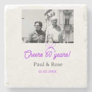 Porta-copo De Pedra Arco roxo comemora 60 anos de aniversário de casam