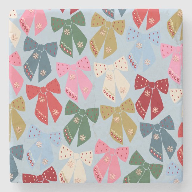 Porta-copo De Pedra Arcos de Natal Azul (Frente)