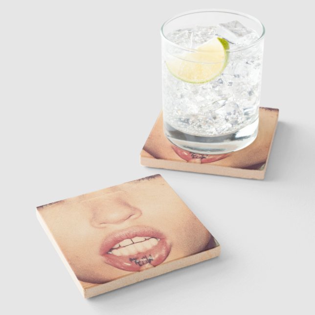 Porta-copo De Pedra Arenito do "Meow" (Lateral)