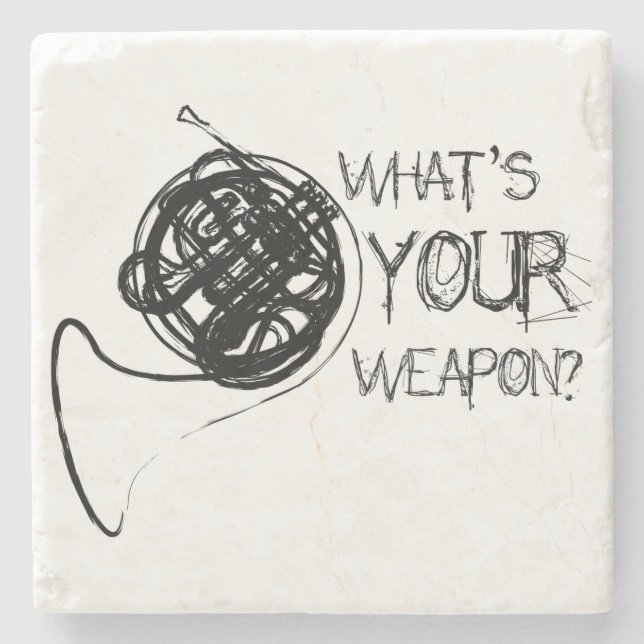 Porta-copo De Pedra Arma de Corno Francês (Frente)