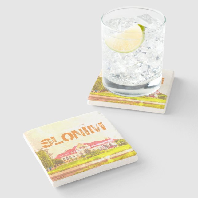 Porta-copo De Pedra Arquitetura das estações de trem Slonim da Bielorr (Lateral)