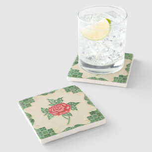 Porta-copo De Pedra Arquitetura Vintage Floral Art Majolica Nouveau