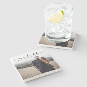 Porta-copo De Pedra Arranjamento de Script Moderno Salva a Data