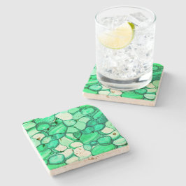 Porta-copo De Pedra Arredondar como pedras em tons de verde claro para