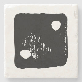 Porta-copo De Pedra Arroz Negro e Branco #2 Linocuto Russo