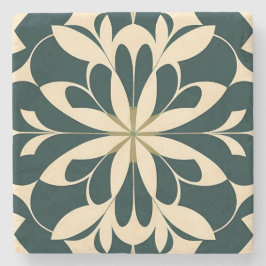 Porta-copo De Pedra Art Deco Black Floral