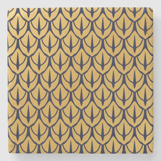 Porta-copo De Pedra Art Deco Dragon Scales - Blue and Gold Scales (Frente)