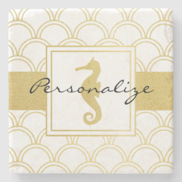 Porta-copo De Pedra Art Deco Ocean Wave Dourada Seacavalo Beach House