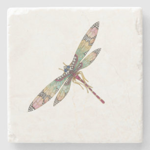Porta-copo De Pedra Art Nouveau Dragonfly